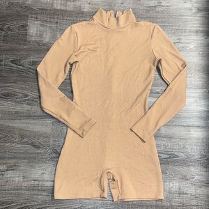Los Angeles Apparel Ponte Long Sleeve Bodysuit Camel